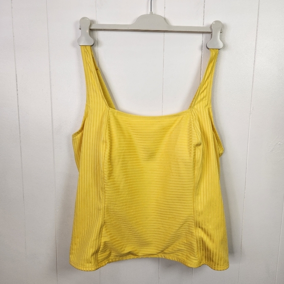 Addition Elle Yellow Ribbed Tankini Swim Suit Top Swimsuit Plus Size 2X Beach - Picture 5 of 8